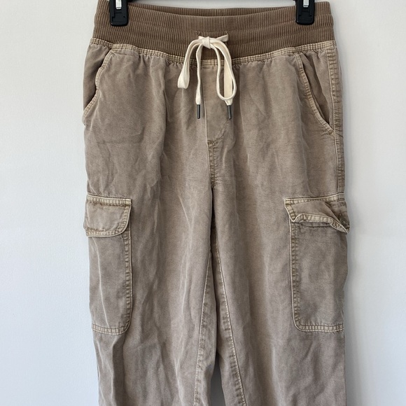 Aerie Cargo Tan Drawstring Elastic Waist Pull On Baggy Comfy Jogger Pants XS - Picture 3 of 12